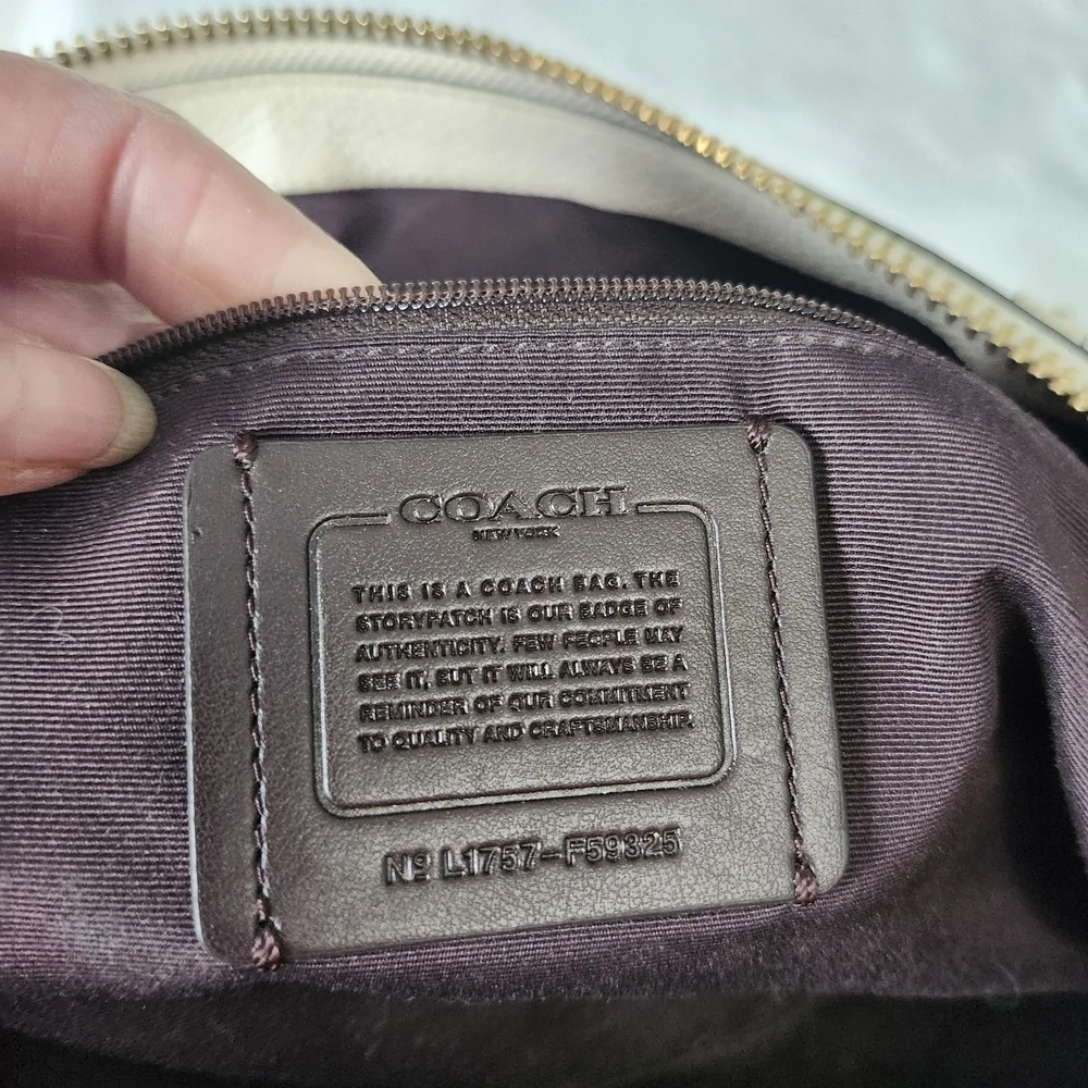 Coach Ivory Leather Tote with Gold Accents